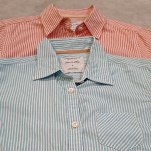 American Eagle Favorite Shirt‎ Fitted Sz 6 Striped Shirt 2 Qty Light Blue Coral